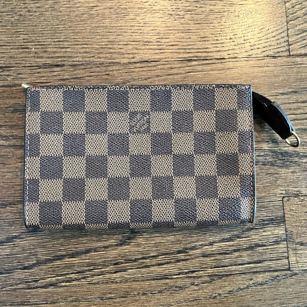 Authentic Louis Vuitton Damier Ebene Marais Pouch: date code is AR1908